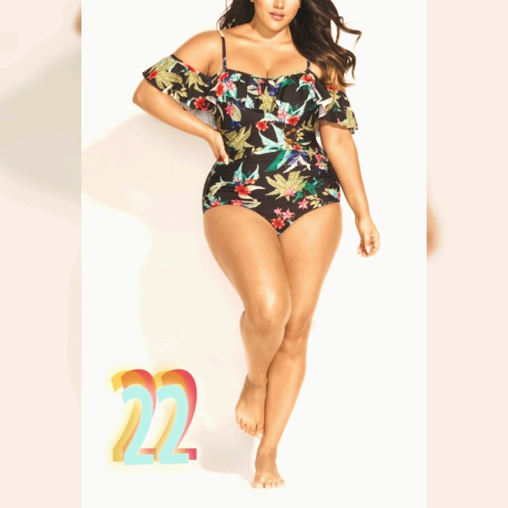City Chic Plus Size One Piece Swimsuit Bathing 1pc